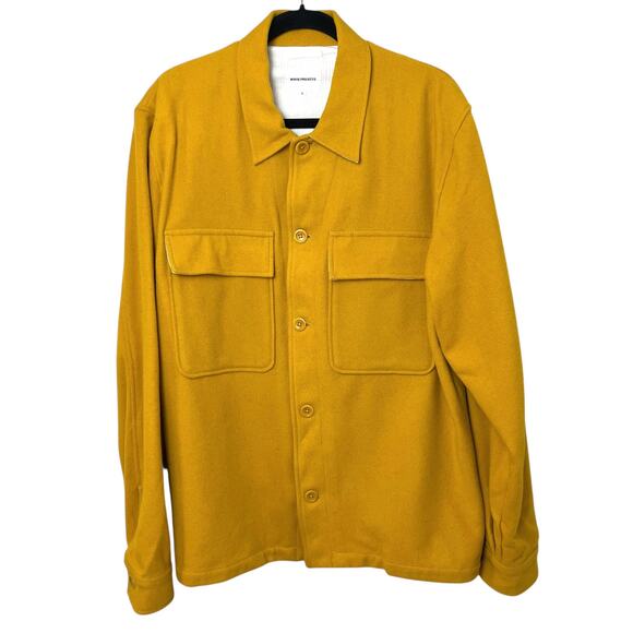Norse Projects Men's Kyle Wool Shirt Jacket Mustard Yellow Size XL - Picture 2 of 13